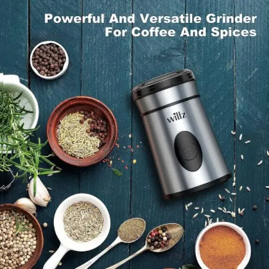 Willz 50 Gram Stainless Steel Blade Electric Coffee Grinder in Silver image {2}