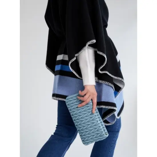 Shiraleah Black and Blue Twila Belted Cape Wrap image {2}