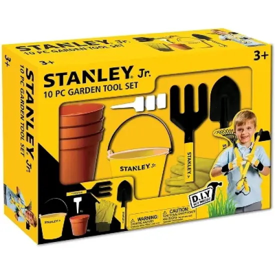Red Tool Box Stanley Jr. 10 Piece Garden Tool Set image {1}