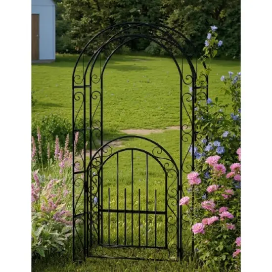8.8 FT Birdcage Shape Garden Arch, Reinforced Metal Arbor for Climbing Flowers, Rust-Resistant Wedding Pergola image {3}