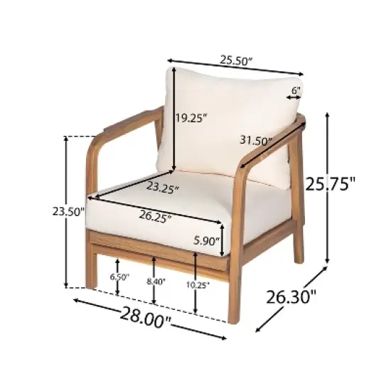 Christopher Knight Home Ivana Patio Woven Rope Acacia Wood Club Chair with Deep Cushions image {2}