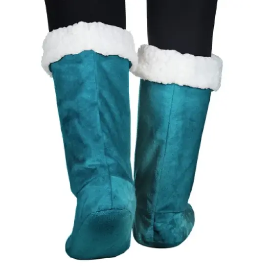 Women's Faux Shearling Lined Slipper Socks, Kid's Winter Indoor Home Non Skid Booties, Soft, Warm, Fluffy, Cozy, Fuzzy, Gifts - Catalonia image {1}