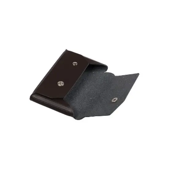 JAM Paper Italian Leather Business Card Holder Case with Angular Flap Dark Brown Sold Individually image {3}