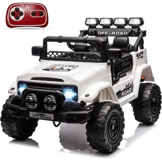 12V Ride On Truck Car, Kids Electric Vehicle Remote Control, Powered Ride On Toy Truck with Spring Suspension, 3 Speeds, Lights, Music for Kids 3-9 image {7}