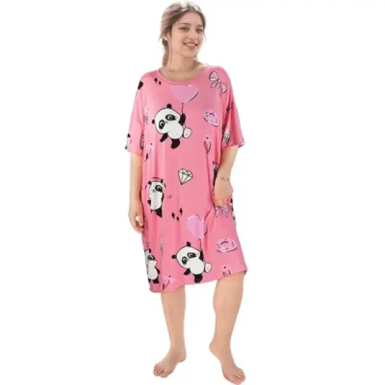 Catalonia Womens Plus Size Pajama Tops, Oversized Sleepwear Graphic Tees, Long Nightgown with Hidden Pockets, Sleep Shirts Dress, Gift Ideas for Moms image {9}