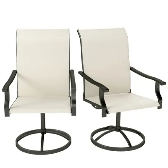 Outsunny Patio Swivel Chairs Set of 2, High Back Patio Dining Chairs with All-Weather Mesh Fabric and Metal Frame for Backyard, Porch or Garden image {3}