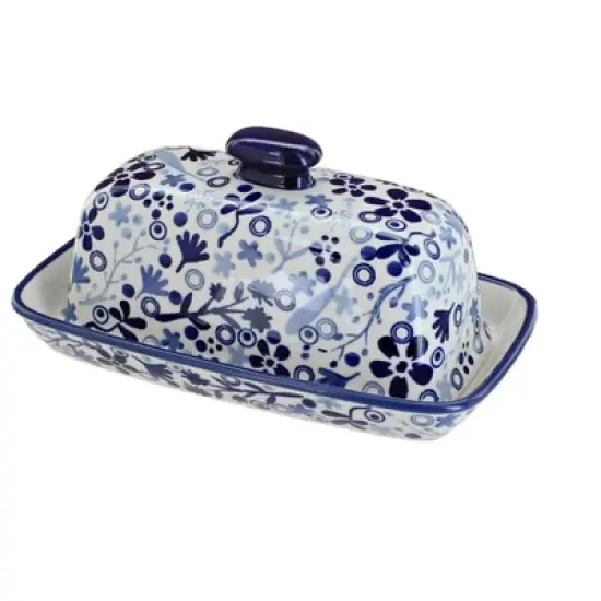 Blue Rose Polish Pottery M074 Manufaktura Butter DIsh image {6}