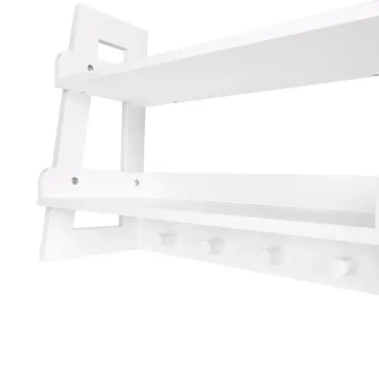 2-Tier Amery Ladder Wall Shelf with Hooks - RiverRidge Home image {4}