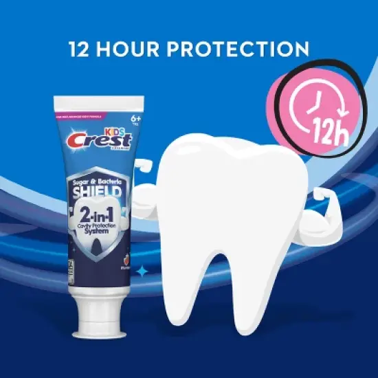 Crest Kids Sugar & Bacteria Shield Toothpaste, Strawberry Flavor, 4.1oz image {6}