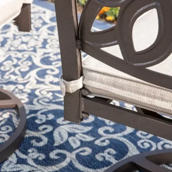 2pk Outdoor Extra Wide Cast Aluminum Swivel Chairs with Cushions - Captiva Designs image {7}