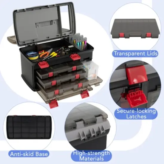 Tangkula 5 Layers Fishing Tackle Box w/ Dividers & Top Storage 3 Removable Utility Boxes image {7}