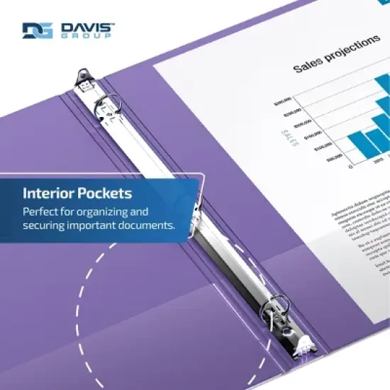 Premium Economy 3" Round Ring Binder 6pk Purple: Davis Group Office Hard Cover, 600 Sheet Capacity, 2 Pockets image {5}
