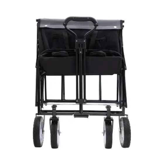 UBSSO Collapsible Utility Wagon Cart with All-Terrain Wheels & Strapping System, 360lbs Capacity, Black image {11}