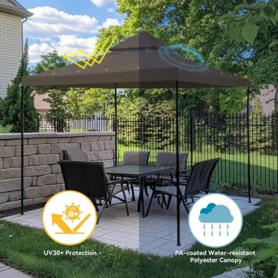 Yescom 137"x137" Gazebo Top Replacement for 2Tier Fit for Y005115T10 Gazebo Cover Patio Garden Outdoor Party Yard Coffee image {5}