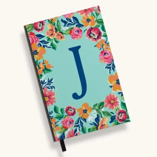 Personalization Mall Flowery Initial Journal, Blue Aqua image {14}