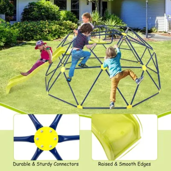 Costway 13.3 FT Climbing Dome Geometric Dome Climber with Extended Wavy Slide image {8}