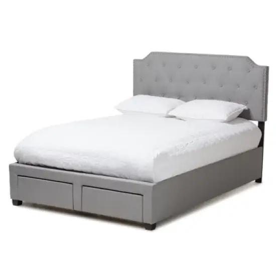 Aubrianne Modern and Contemporary Fabric Upholstered Storage Bed Gray - Baxton Studio image {13}
