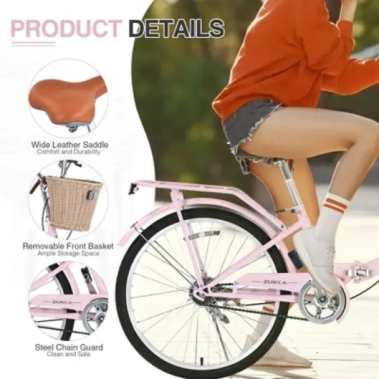 Gulches 26 Inch Single Speed Folding Lady Bike , Durable Steel Frame,Compact Design for Easy Storage and Commuting image {3}