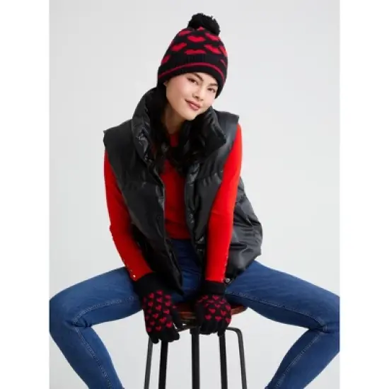 Shiraleah Black Valentina Hearts Beanie image {1}