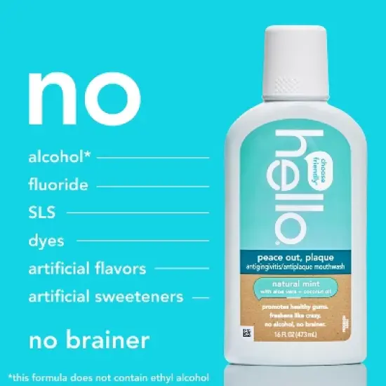 hello Peace Out Plaque Fluoride-Free and Alcohol-Free Mouthwash- 16 fl oz image {5}