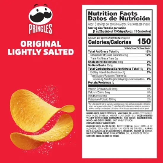Pringles Lightly Salted Potato Crisps Chips - 5.2oz image {5}