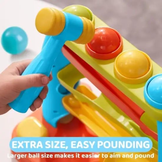 Joyfy Montessori Toy Kids Pound Ball Learning Station, Interactive Ball Drop Toy for Easy Grabbing, Birthday Christmas Gift for Baby Boy Girl image {4}