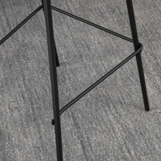 HOMCOM 29.5" Seat Height Bar Stools Set of 2, Upholstered Bar Chairs, Armless Barstools with Back, Steel Legs, Gray image {5}