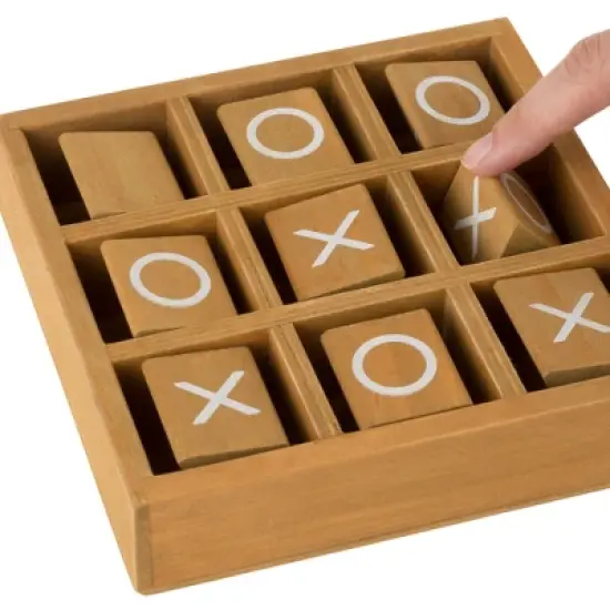 Toy Time Tic-Tac-Toe Small Wooden Travel Game With Fixed, Spinning Pieces image {2}