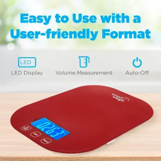 Smart Weigh Digital Food Scale -  11-pound capacity -  Red image {5}