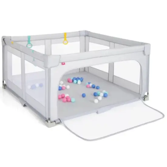 Infans Large Baby Playpen 59" x 59" with Zipper Gate 50 Ocean Balls and 4 Pull-up Rings image {9}