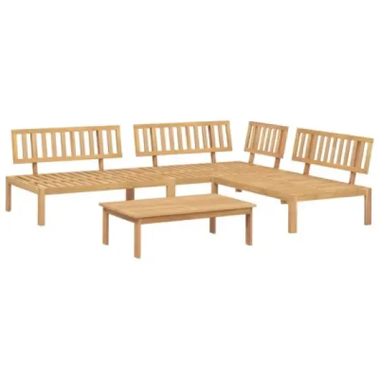 vidaXL 4 Piece Patio Pallet Sofa Set - Solid Acacia Wood Outdoor Garden Seating Furniture - Table and 3 Sofas - Modular Design - No Cushions image {8}