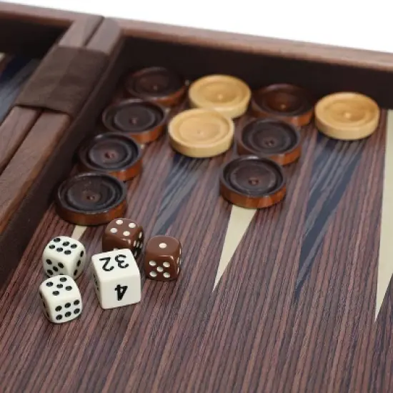 WE Games Travel Wood Starburst Design Backgammon Board Game Set - 19 in. image {1}