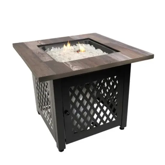 Endless Summer 30 Inch Square Outdoor UV Printed 50,000 BTU LP Gas Fire Pit​ Table with Faux Mantel and Stamped Steel Base image {7}