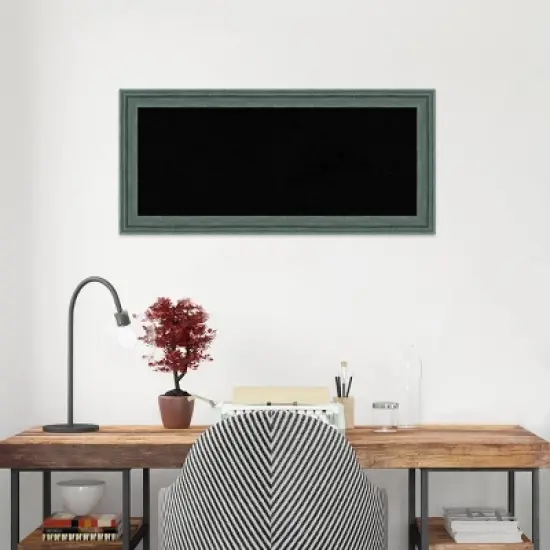33"x15" Upcycled Wood Frame Black Cork Board Teal/Gray - Amanti Art image {8}