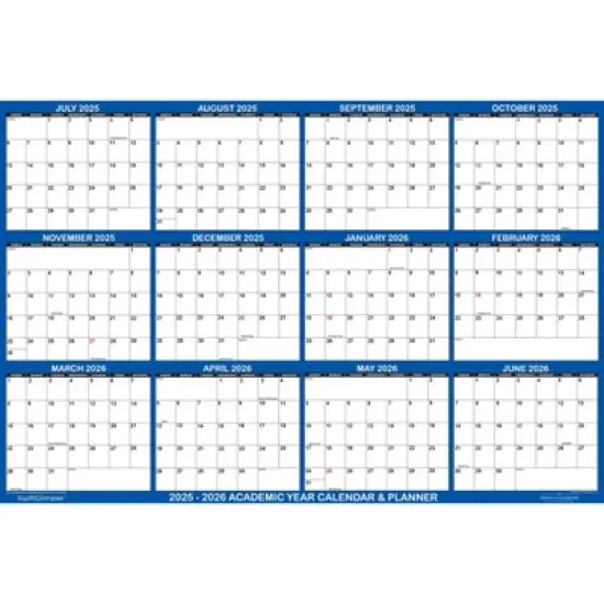 SwiftGlimpse 48"x72" 2025 Wall Calendar Navy Blue image {1}