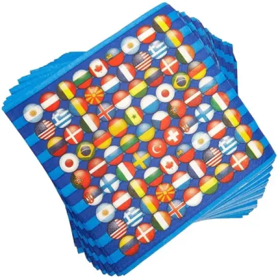 Blue Panda 100 Pack International Flag Disposable Paper Napkins 6.5" Party Supplies image {5}