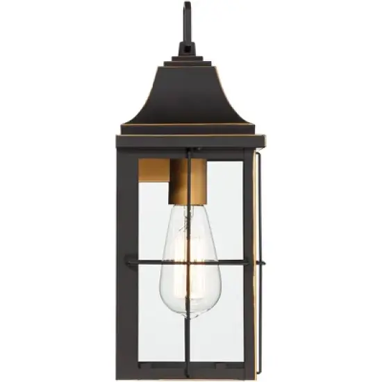 John Timberland Sunderland Rustic Mission Outdoor Wall Light Fixture Black Gold 15" Clear Glass for Post Exterior Barn Deck House Porch Yard Patio image {6}