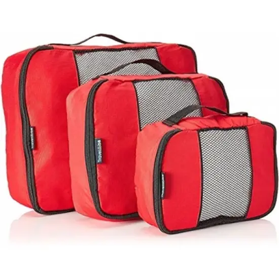 TravelWise Nylon Luggage Organization Packing Cubes, Red, 3 Sizes image {3}