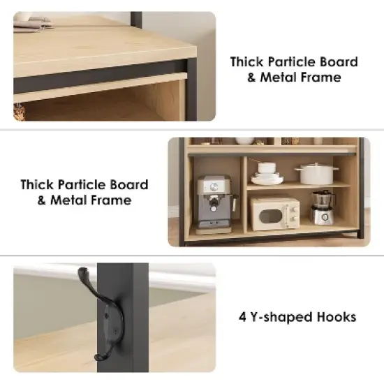 42'' Sliding Barn Door Kitchen Island with Storage, Multi-Functional Dining and Living Room Cabinet image {6}