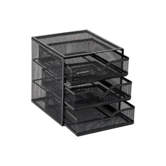 Mind Reader Desktop Accessory Storage, Desk Supplies, Organizer, Office, Metal Mesh, 6.25"L x 6.5"W x 6.5"H, Black image {5}