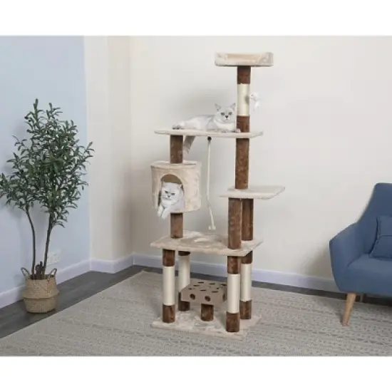 Go Pet Club 67" IQ Busy Box Cat Tree Condo with Sisal Covered Scratching Posts SF051 image {1}
