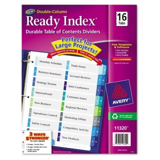 Avery Ready Index Customizable Table of Contents Double Column Dividers 16-Tab Ltr 11320 image {8}