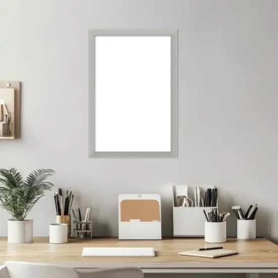 Amanti Art Silver Leaf Framed Dry Erase Magnetic Board image {5}