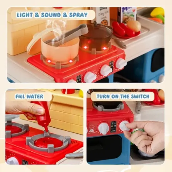 Costway Kids Play Kitchen Set 69PC Kitchen Playset Toys W/ Realistic Lights & Sounds image {6}