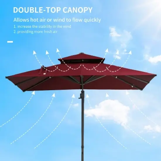 COWLOWN Red 10ft Offset Patio Umbrella with Cross Base, Cantilever Hanging Outdoor Umbrella, 360&iexcl;&atilde; Rotation & Adjustable Tilt for Garden, Poolside image {3}