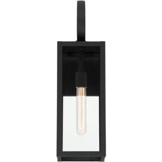 John Timberland Modern Outdoor Wall Light Fixtures Set of 2 Deep Black 21" Clear Glass for Post Exterior Barn Deck House Porch image {3}