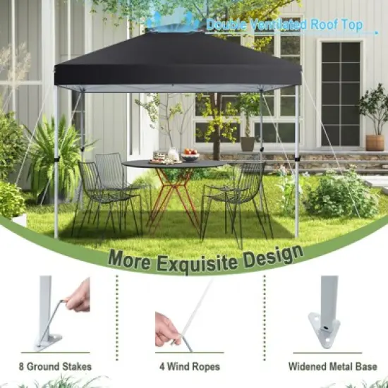 Tangkula 2-Tier 10' x 10' Pop-up Canopy Tent Instant Gazebo Adjustable Carry Bag w/ Wheel image {4}