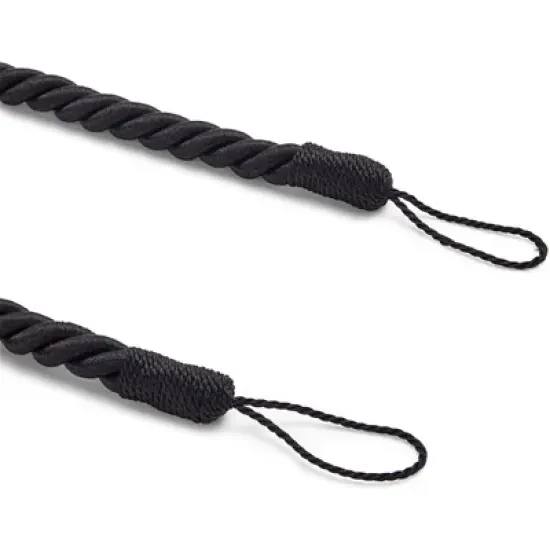 4-Pack Black Cotton Window Curtain Tiebacks Tie Back with 8 Hooks, 26" Holdbacks Rope for Drapes image {6}