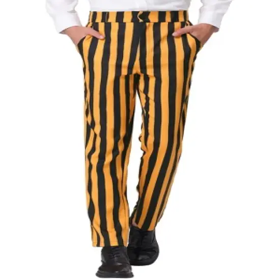 Lars Amadeus Men's Striped Casual Color Block Pants image {9}