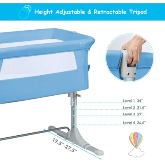 Infans Portable Baby Bedside Bassinet Infant Travel Bassinet Crib W/Carrying Bag Blue image {4}